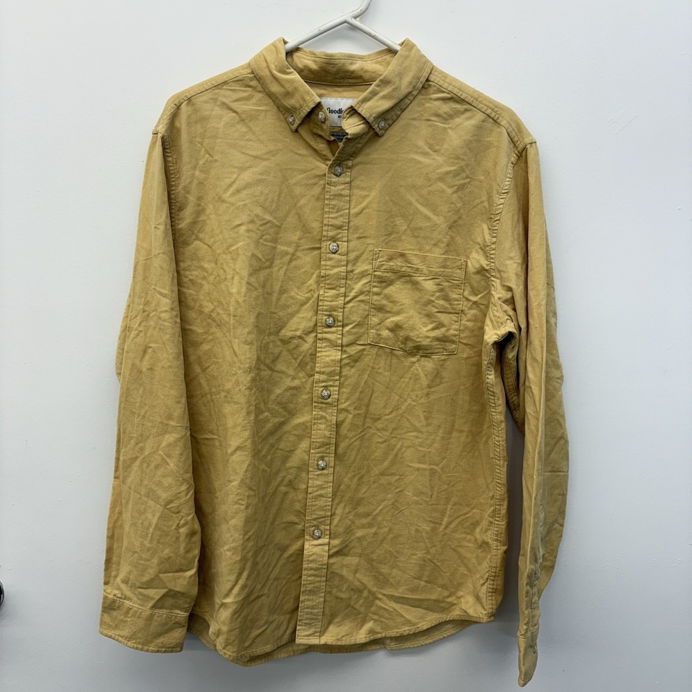 Goodfellow & Co Mens Mustard‎ Yellow Corduroy Button Down Shirt Medium Standard
